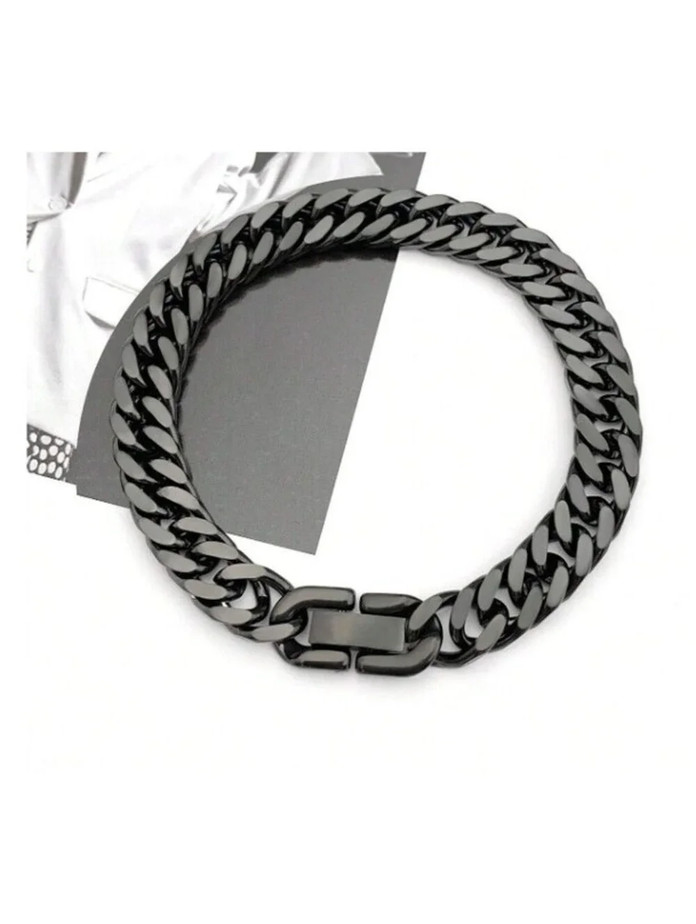 Black Flat link bracelet - Stainless Steel - 5mm 8